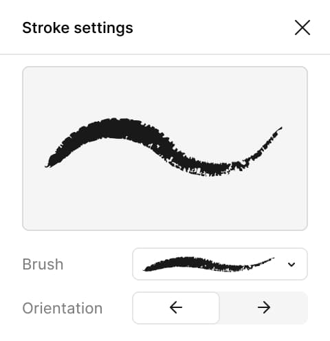 Stroke settings UI modal within Figma showing the brush picker. 