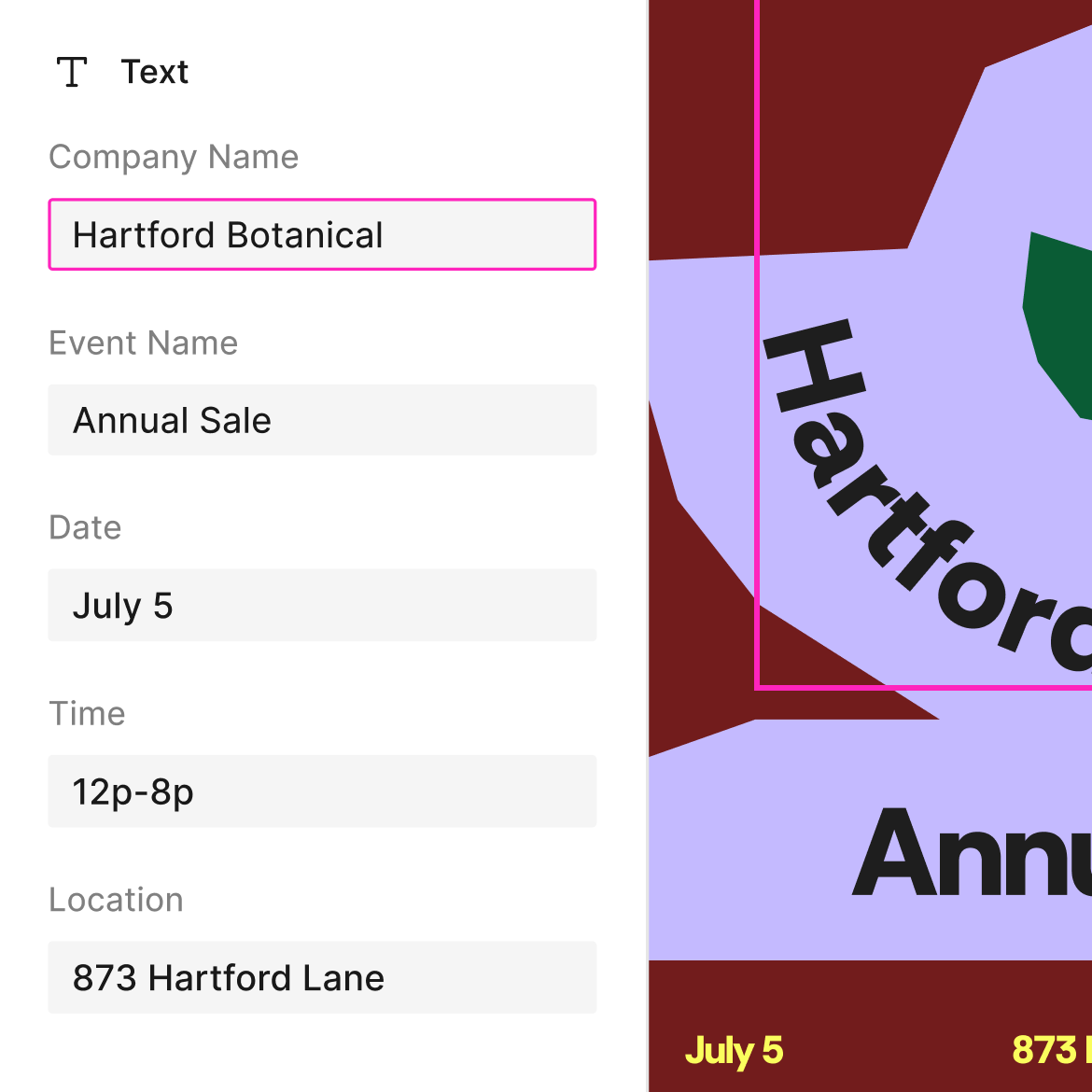 UI showing the text fields where you can change the asset copy.
