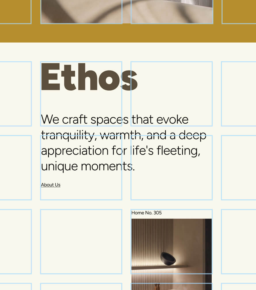 UI of text in a grid showing how the text stays within and adapts to the restraints of the grid. 
